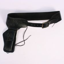 Cowboy Holster Single Gun Rig Belt and Holster Black