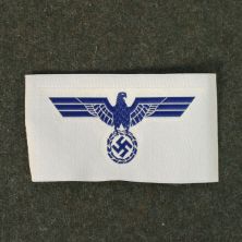 German WW2 Kriegsmarine Naval Breast Eagle Blue on White in BeVo