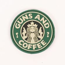 Guns and Coffee Rubber Hook and loop Badge Green