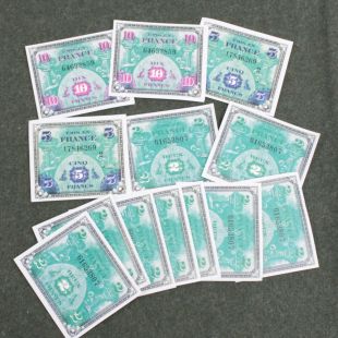 13 x French Franc Allied Normandy Invasion WW2 Notes