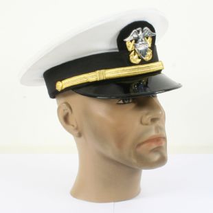 US Navy Peak Cap USN Lieutenant White Officers (Tom Cruise, Top Gun)