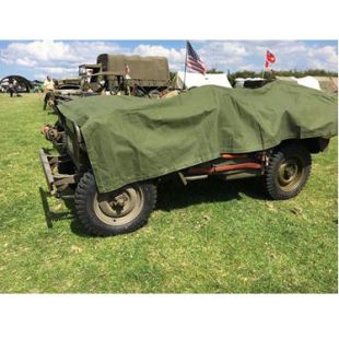  Dodge Canvas Cover, 18 x 12 ft  Green Tarp with Brass Eyelets 