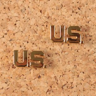 American Officers US Letters Metal Collar Badges