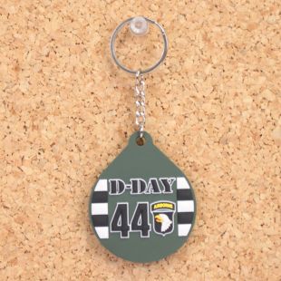 D Day 80th Anniversary 101st airborne Round Rubber Key Ring