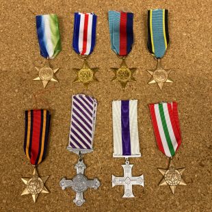 8 x WW2 British Replica War medals with ribbons including the Military Cross