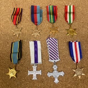 8 x WW2 British Replica War medals with ribbons including the Military Cross