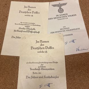 3 x German Medal Certificates