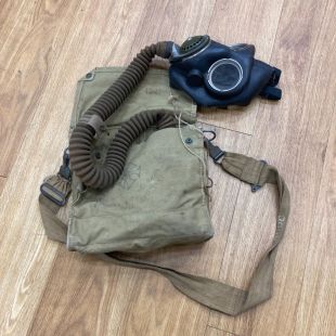 British MKVa GSR Long Tube Gas Mask dated 3/42 belonging to HOOD R J