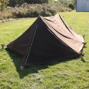 Original British 2 Man Bivi Tent Brown Canvas with Pegs and poles WW2 issue