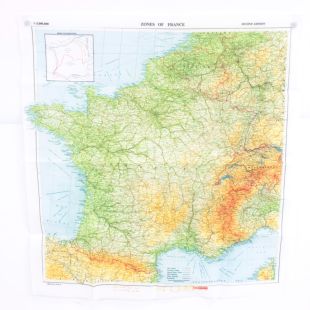 US D-Day Paratroopers Escape Map Zones of France Silk Style Map