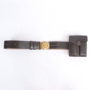 US Officers Leather Garrison Belt and Leather Twin Magazine Pouch