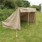 Tan Bivouac Vehicle Shelter with wood pegs and poles Complete