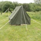 British Officers 6x6 ft Green Tent, complete with wood Poles, guy ropes & wooden Pegs