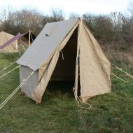 British Officers 6x6 ft 2 man Green Tent, complete with wood Poles, guy ropes & wooden Pegs