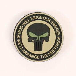 Seal Team Skull God Will Judge Badge Tan