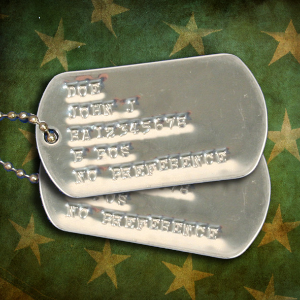 what is written on army dog tags